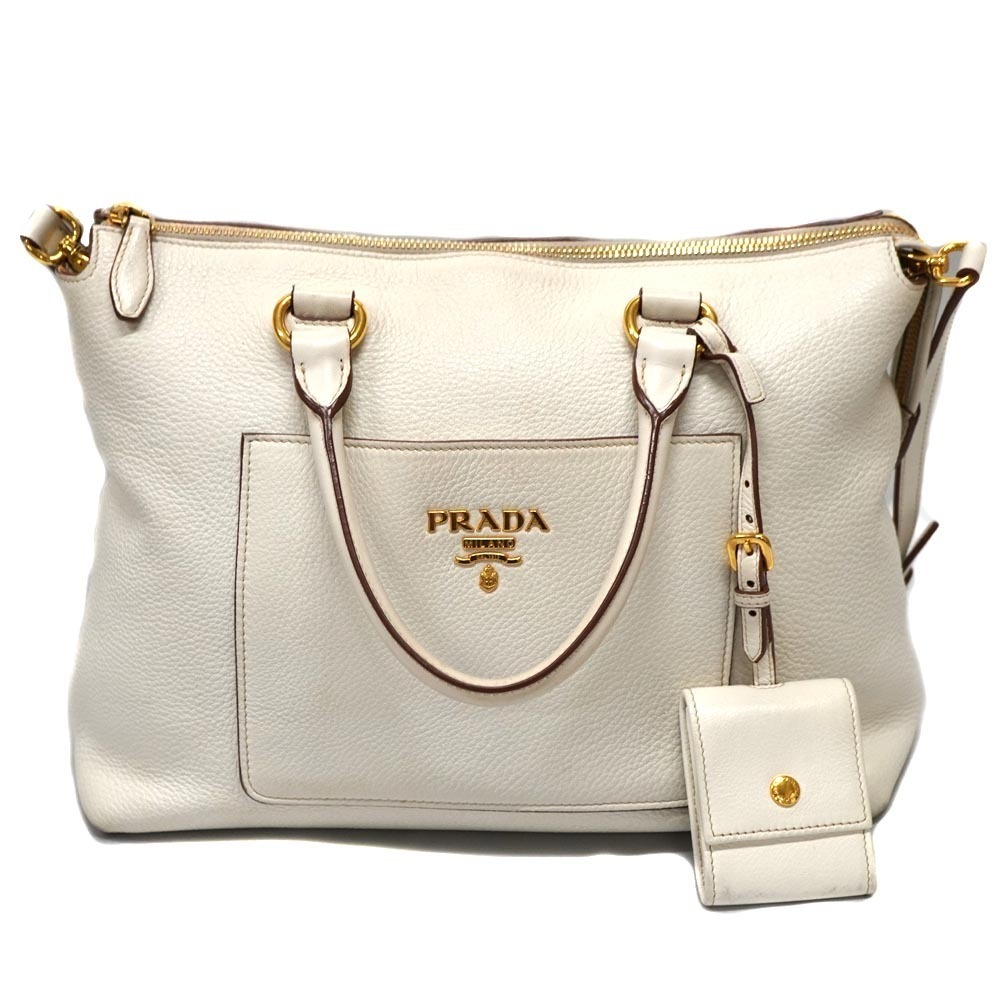 PRADA Tote Bag Shoulder Handbag White - Picture 1 of 11